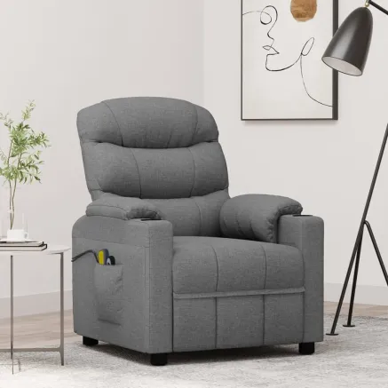 Fauteuil électrique de massage Gris clair Tissu