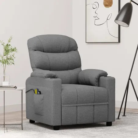 Fauteuil électrique de massage Gris clair Tissu