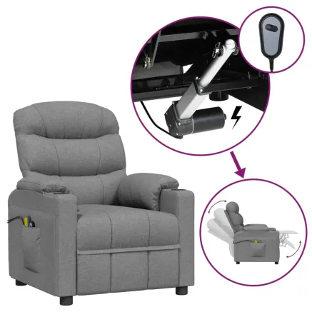 Fauteuil électrique de massage Gris clair Tissu 2