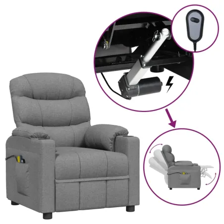 Fauteuil électrique de massage Gris clair Tissu