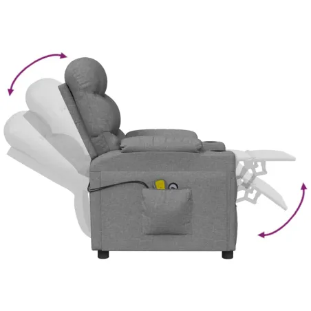 Fauteuil électrique de massage Gris clair Tissu