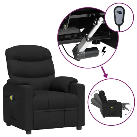 Fauteuil électrique de massage Noir Tissu