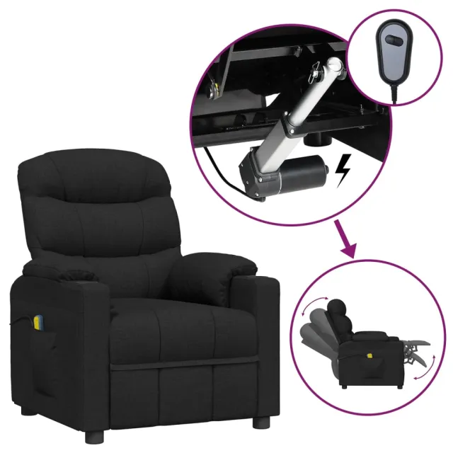 Fauteuil électrique de massage Noir Tissu