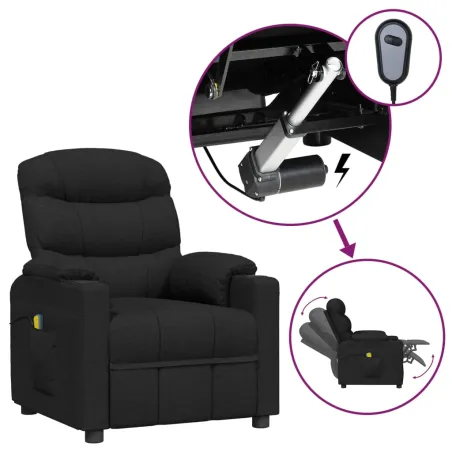 Fauteuil électrique de massage Noir Tissu