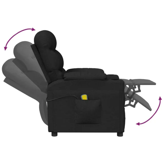 Fauteuil électrique de massage Noir Tissu