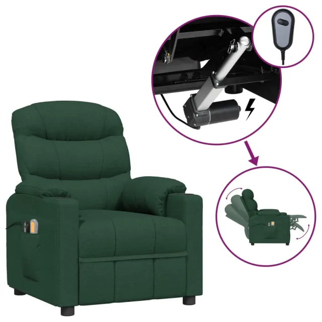 Fauteuil électrique de massage Vert foncé Tissu
