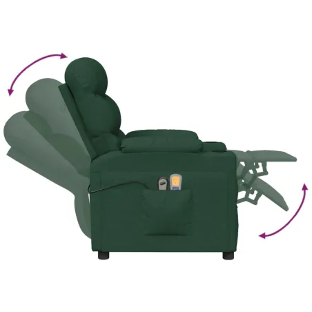 Fauteuil électrique de massage Vert foncé Tissu
