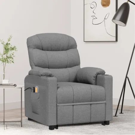 Fauteuil de massage inclinable Gris clair Tissu