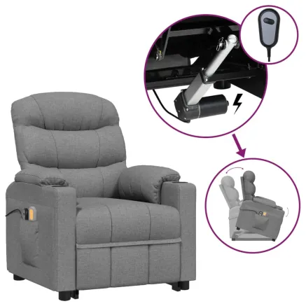 Fauteuil de massage inclinable Gris clair Tissu 2