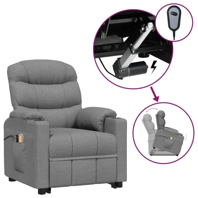 Fauteuil de massage inclinable Gris clair Tissu