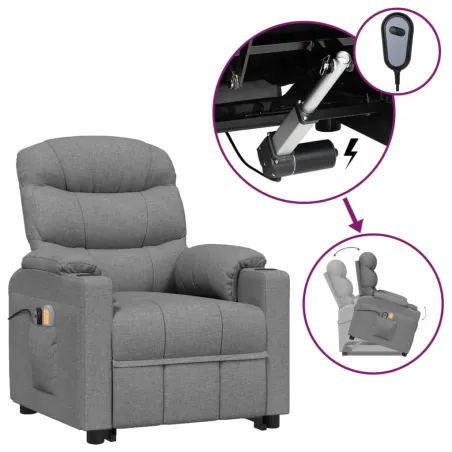 Fauteuil de massage inclinable Gris clair Tissu