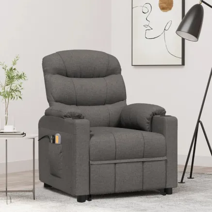 Fauteuil de massage inclinable Gris foncé Tissu