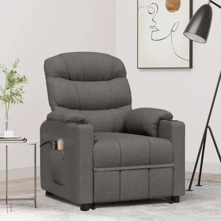 Fauteuil de massage inclinable Gris foncé Tissu