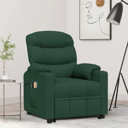 Fauteuil de massage Vert foncé Tissu