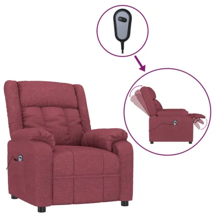 Fauteuil inclinable électrique Rouge bordeaux Tissu 2
