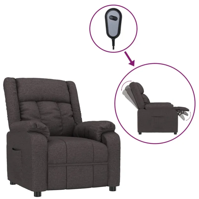 Fauteuil inclinable électrique Marron foncé Tissu