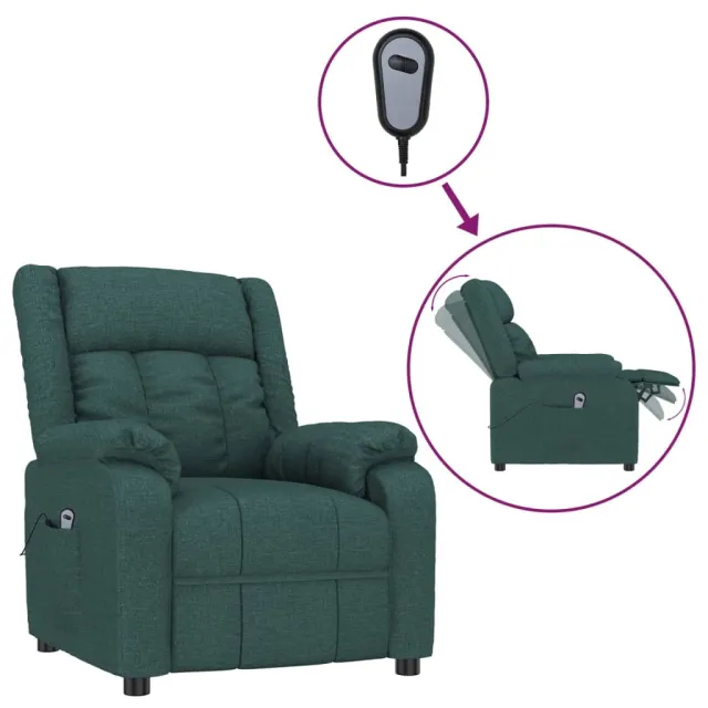 Fauteuil inclinable électrique Vert foncé Tissu