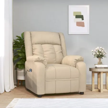 Fauteuil inclinable électrique Crème Tissu