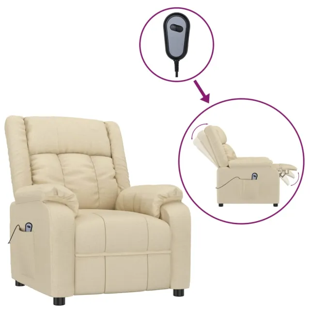 Fauteuil inclinable électrique Crème Tissu