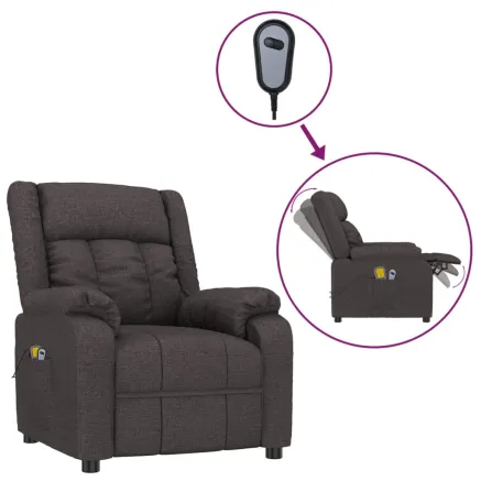 Fauteuil électrique de massage Marron foncé Tissu 2
