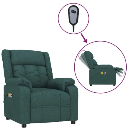 Fauteuil électrique de massage Vert foncé Tissu 2