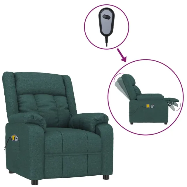 Fauteuil électrique de massage Vert foncé Tissu
