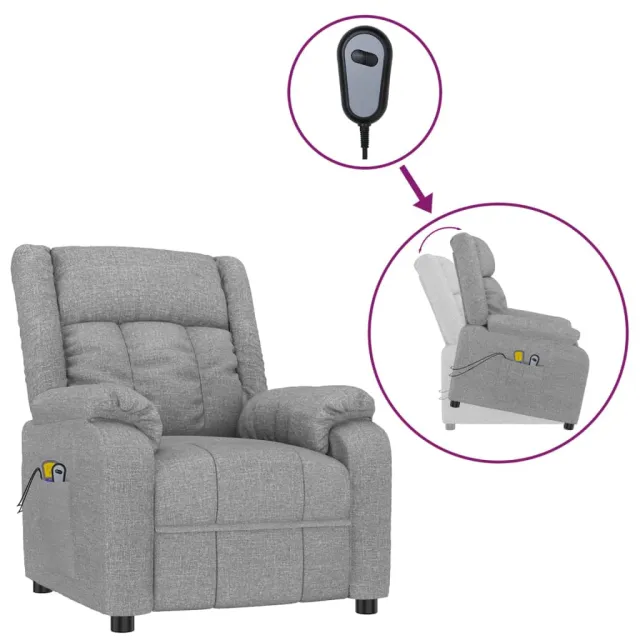 Fauteuil de massage inclinable Gris clair Tissu