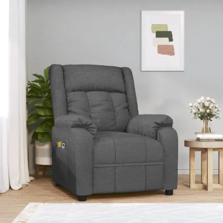 Fauteuil de massage inclinable Gris foncé Tissu