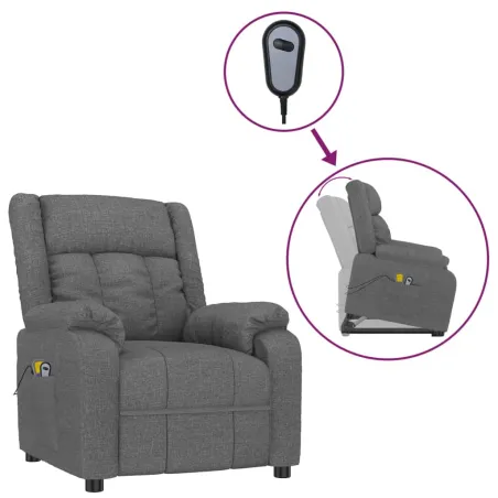 Fauteuil de massage inclinable Gris foncé Tissu