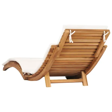Chaises longues lot de 2 avec coussins Bois massif de teck