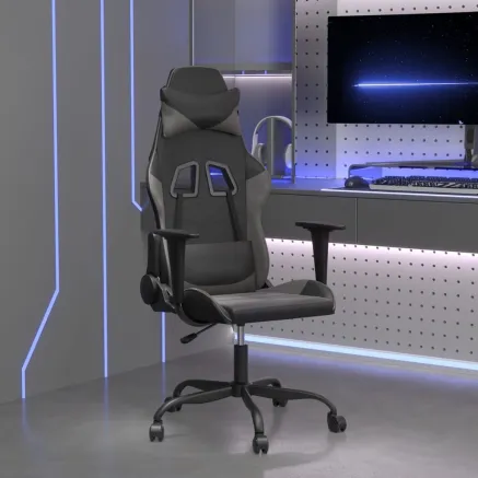 Chaise de jeu Noir et gris Similicuir