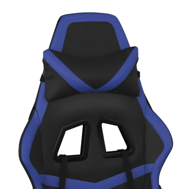 Chaise de jeu avec repose-pied Noir et bleu Similicuir
