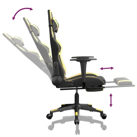 Chaise de jeu avec repose-pied Noir et doré Similicuir