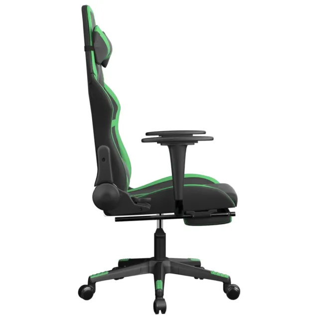 Chaise de jeu avec repose-pied Noir et vert Similicuir
