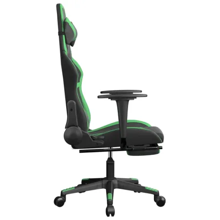 Chaise de jeu avec repose-pied Noir et vert Similicuir