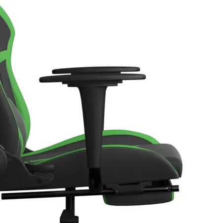 Chaise de jeu avec repose-pied Noir et vert Similicuir