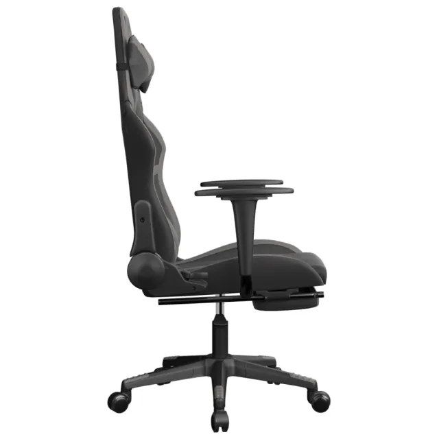 Chaise de jeu avec repose-pied Noir et gris Similicuir