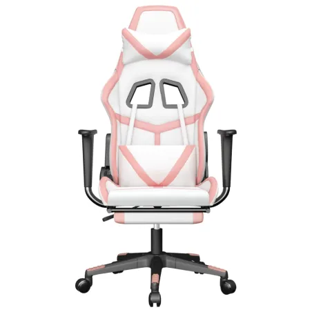 Chaise de jeu avec repose-pied Blanc et rose Similicuir