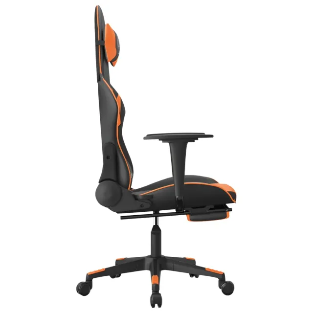 Chaise de jeu avec repose-pied Noir et orange Similicuir