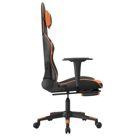 Chaise de jeu avec repose-pied Noir et orange Similicuir
