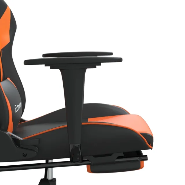 Chaise de jeu avec repose-pied Noir et orange Similicuir