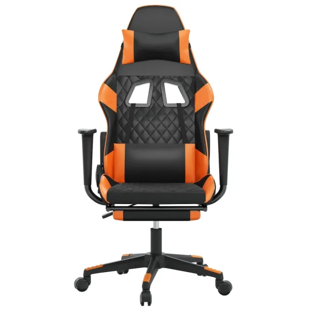 Chaise de jeu avec repose-pied Noir et orange Similicuir