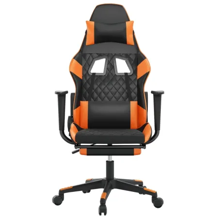 Chaise de jeu avec repose-pied Noir et orange Similicuir