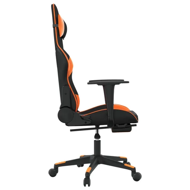 Chaise de jeu avec repose-pied Noir et orange Similicuir