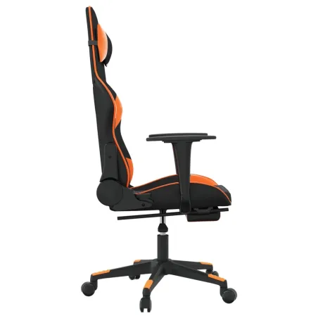 Chaise de jeu avec repose-pied Noir et orange Similicuir