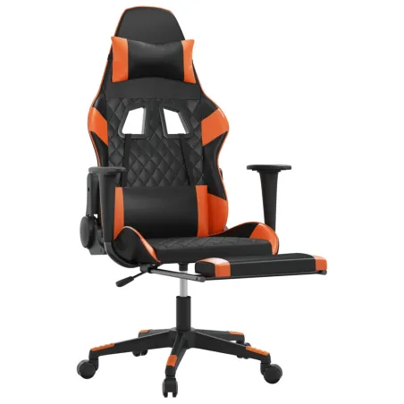 Chaise de jeu avec repose-pied Noir et orange Similicuir