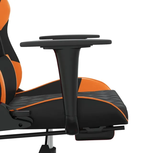 Chaise de jeu avec repose-pied Noir et orange Similicuir
