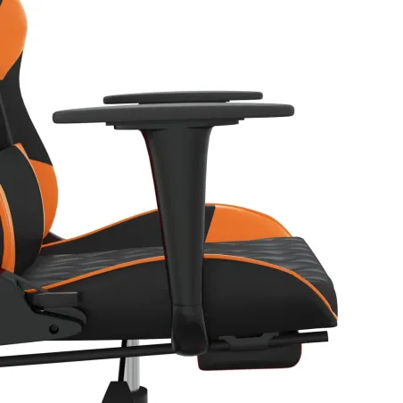 Chaise de jeu avec repose-pied Noir et orange Similicuir