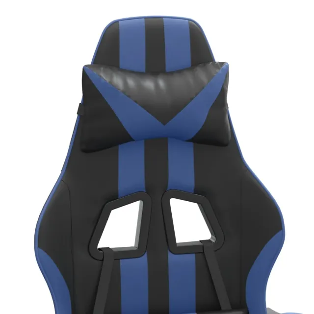 Chaise de jeu avec repose-pied Noir et bleu Similicuir