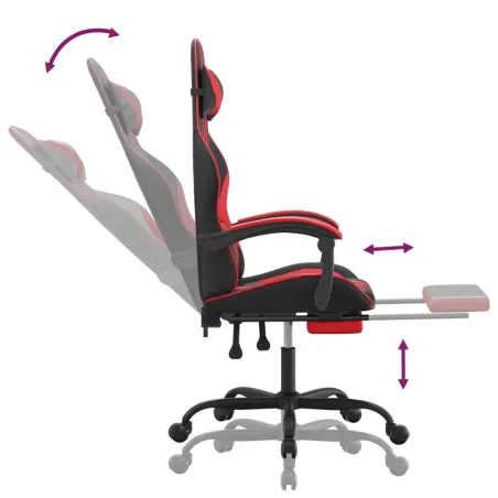 Chaise de jeu avec repose-pied Noir et rouge Similicuir